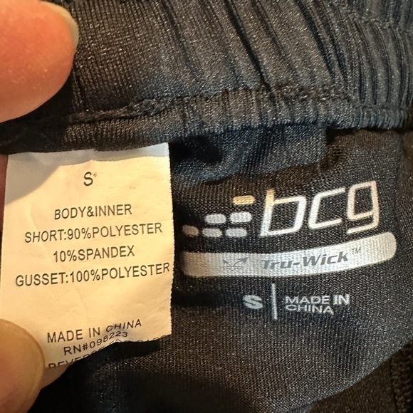 BCG blue perforated workout gym active running shorts built in briefs, sz S, GUC - Picture 3 of 4